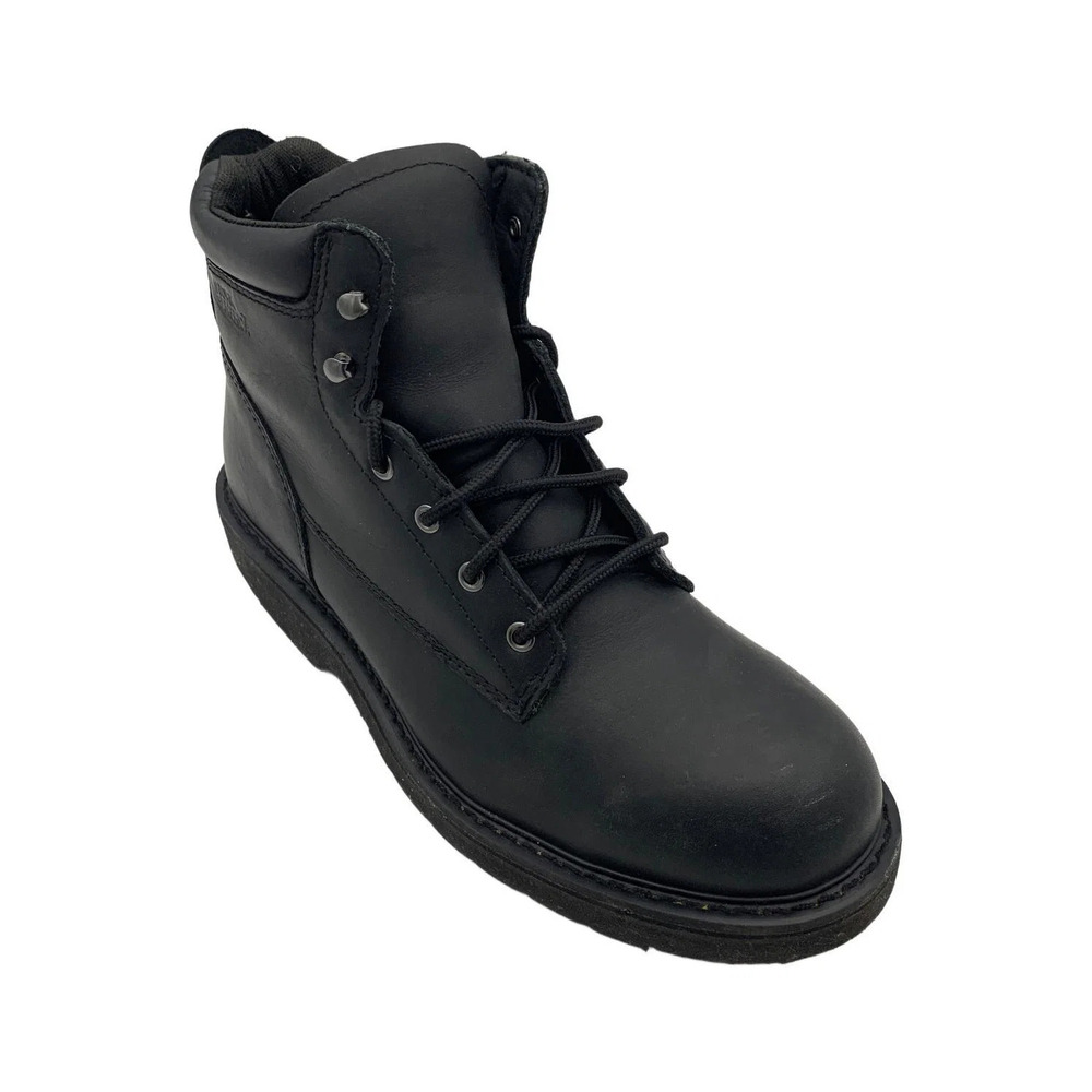 Work America Men's 6" Brawny Lace-Up Leather Work Boot Black - Medium